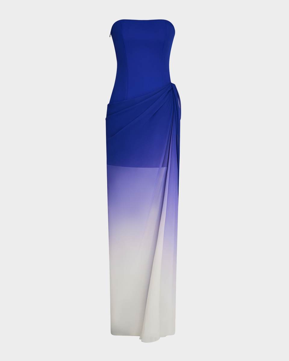 Aurora Strapless Ombre Draped Gown